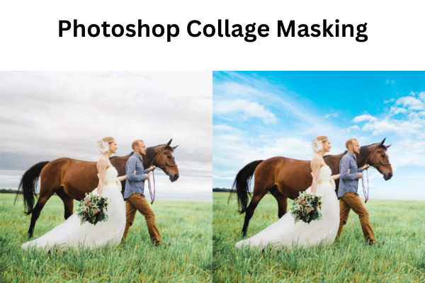 Photoshop collage masking blending images into one seamless composition