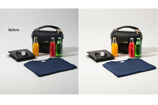Photographer editing product images showing color correction for accurate tones.