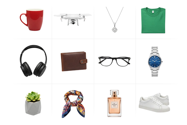 clipping-path-services-grasigner-mug-drone-chain-tshirt-headphone-wallet-sunglass-watch-tree-pot-scarf-cent-shoe-multiple-color