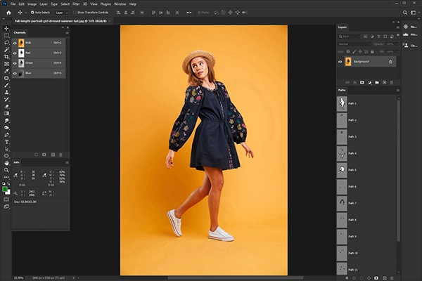 Model image edited with multipath service for clean fashion product details