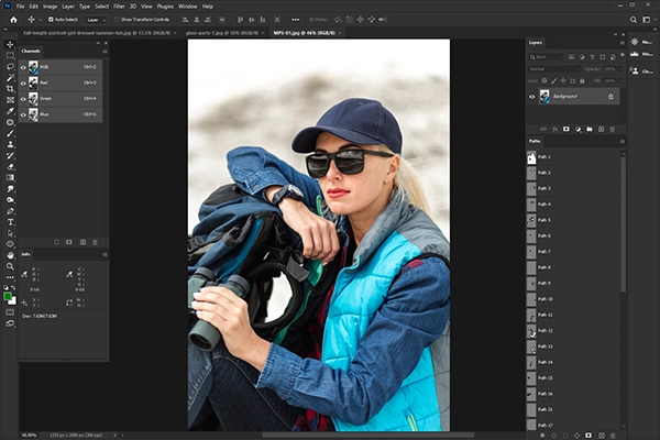Model image edited with multipath service for clean fashion product details