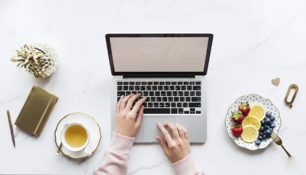 Flat lay photography with neatly arranged items captured from a top-down perspective