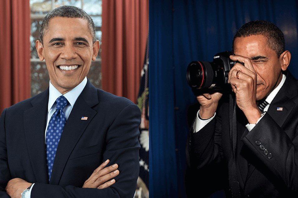 Barack Obama at a public event surrounded by press cameras and global media coverage