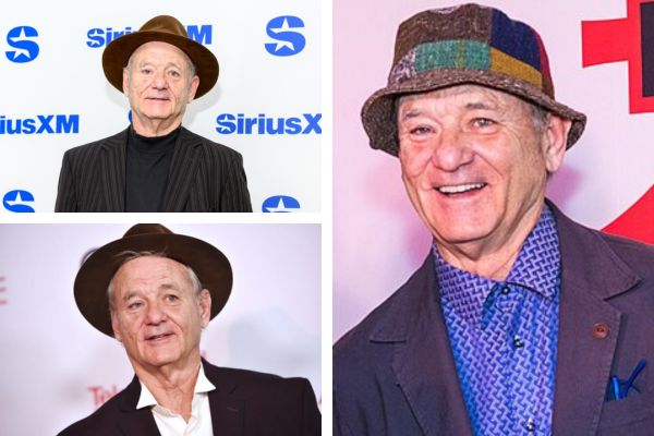 Bill Murray at a public event surrounded by photographers capturing his candid and charismatic appearance