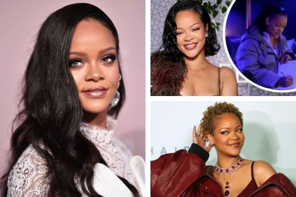 Rihanna attending a high-profile event with flashing cameras and photographers capturing her iconic public appearance